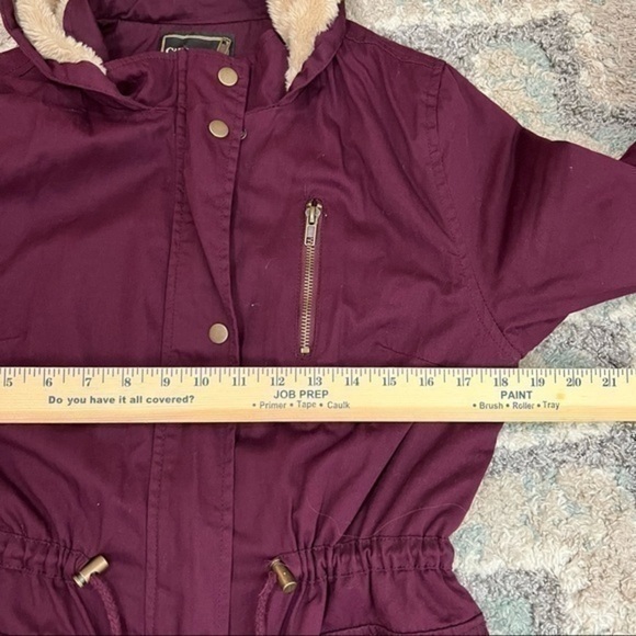 C’esstoi Mulberry Anorak Jacket Womens Faux Fur Lining And Front Tie size small - Picture 9 of 12